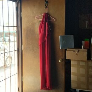 Tadashi Shoji Red One Shoulder Full Pleated Gown